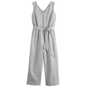POPSUGAR Gray Tie Front Knit Jumpsuit Size Small